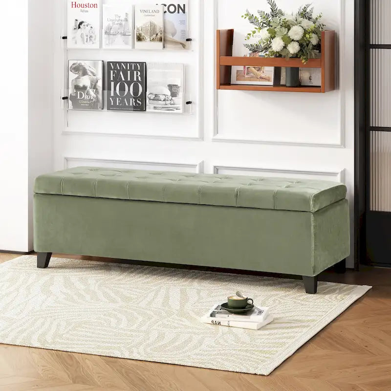 Banc de rangement ottoman en tissu touffeté Mission par Christopher Knight Home