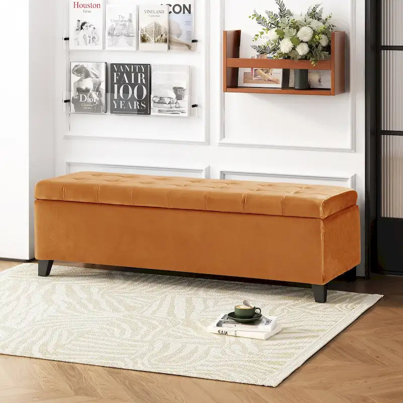 Banc de rangement ottoman en tissu touffeté Mission par Christopher Knight Home