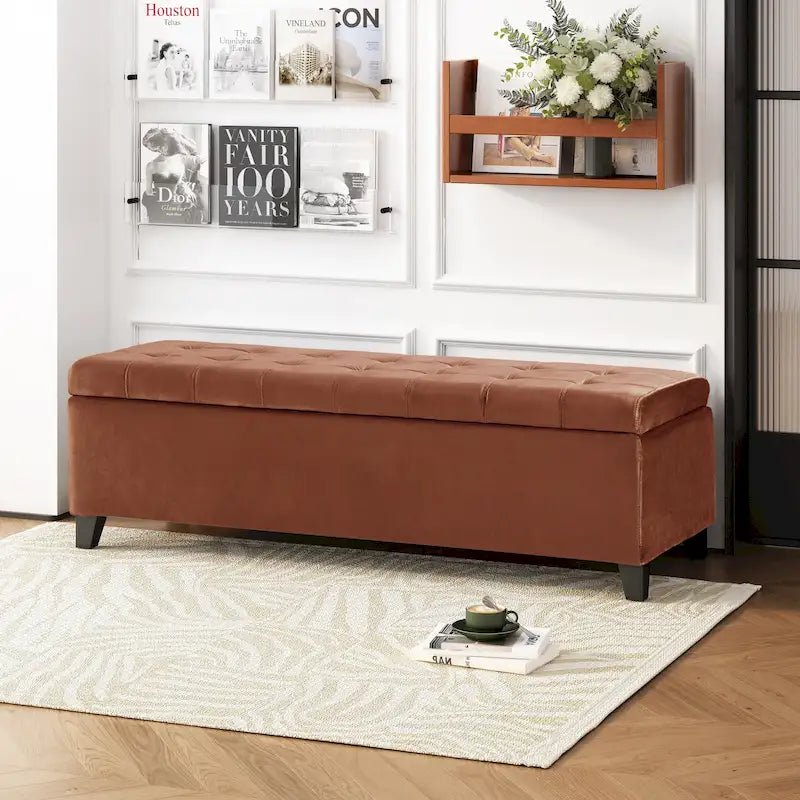 Banc de rangement ottoman en tissu touffeté Mission par Christopher Knight Home