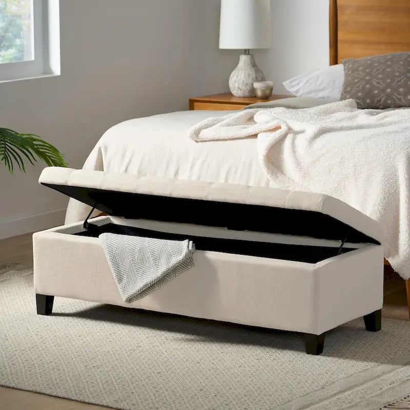 Banc de rangement ottoman en tissu touffeté Mission par Christopher Knight Home