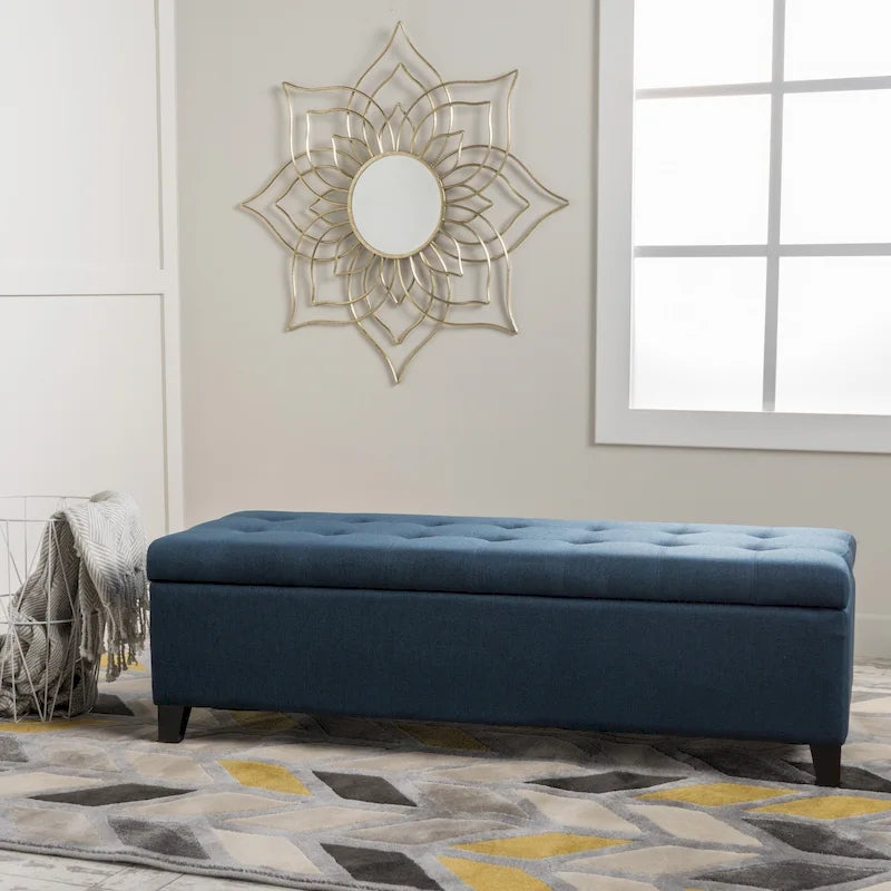 Banc de rangement ottoman en tissu touffeté Mission par Christopher Knight Home