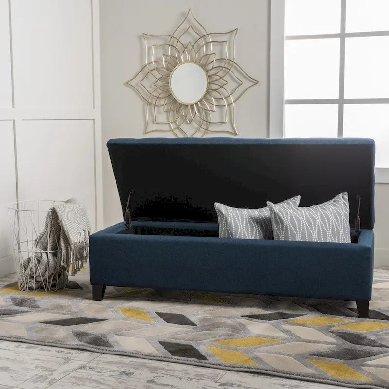Banc de rangement ottoman en tissu touffeté Mission par Christopher Knight Home