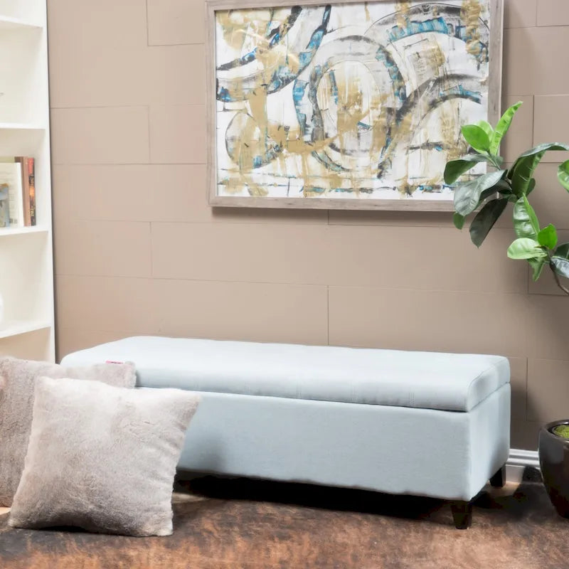 Banc de rangement ottoman en tissu touffeté Mission par Christopher Knight Home