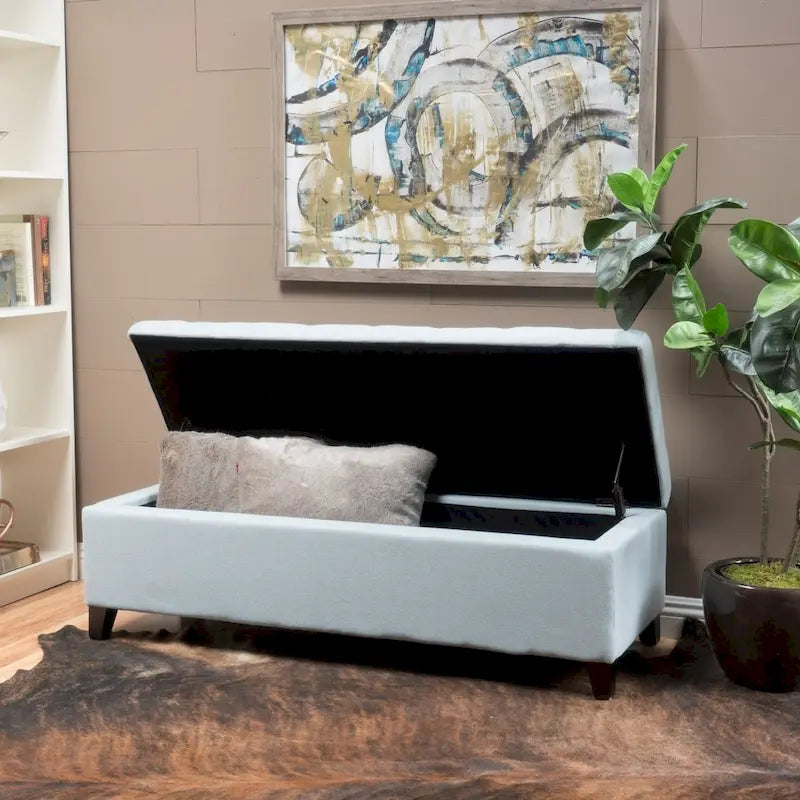 Banc de rangement ottoman en tissu touffeté Mission par Christopher Knight Home