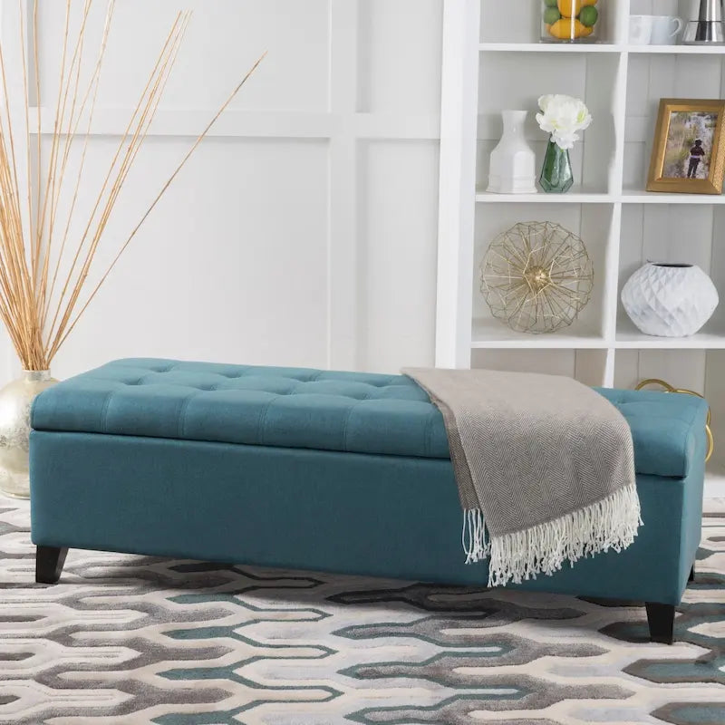 Banc de rangement ottoman en tissu touffeté Mission par Christopher Knight Home