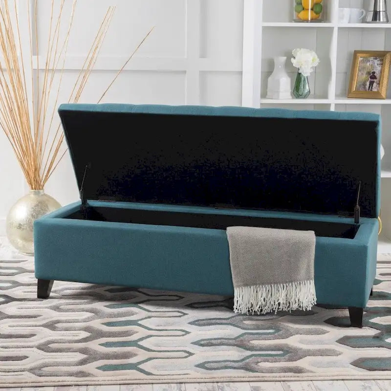 Banc de rangement ottoman en tissu touffeté Mission par Christopher Knight Home