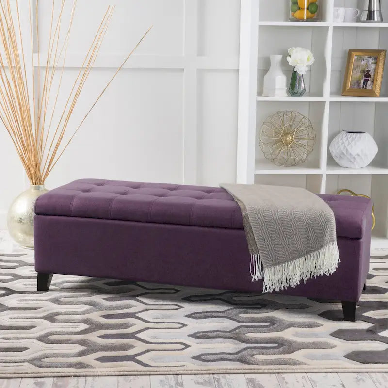 Banc de rangement ottoman en tissu touffeté Mission par Christopher Knight Home