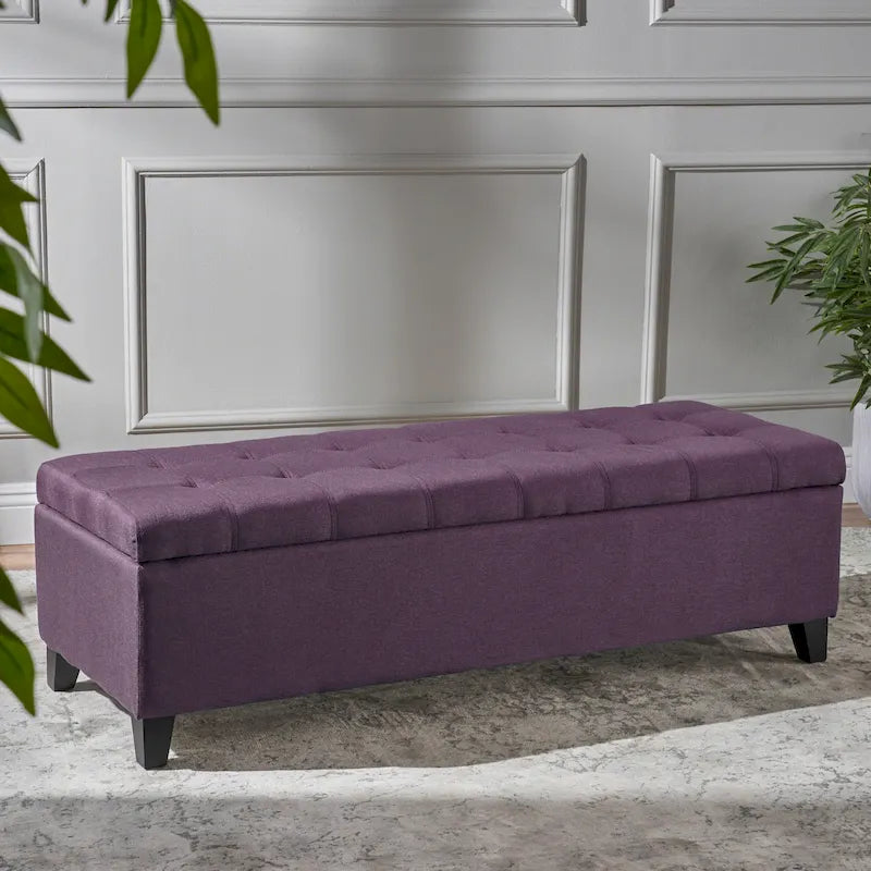Banc de rangement ottoman en tissu touffeté Mission par Christopher Knight Home