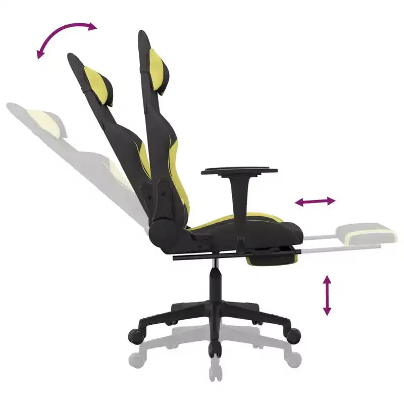 vidaXL Chaise de jeu avec repose-pieds, noir et vert clair, tissu