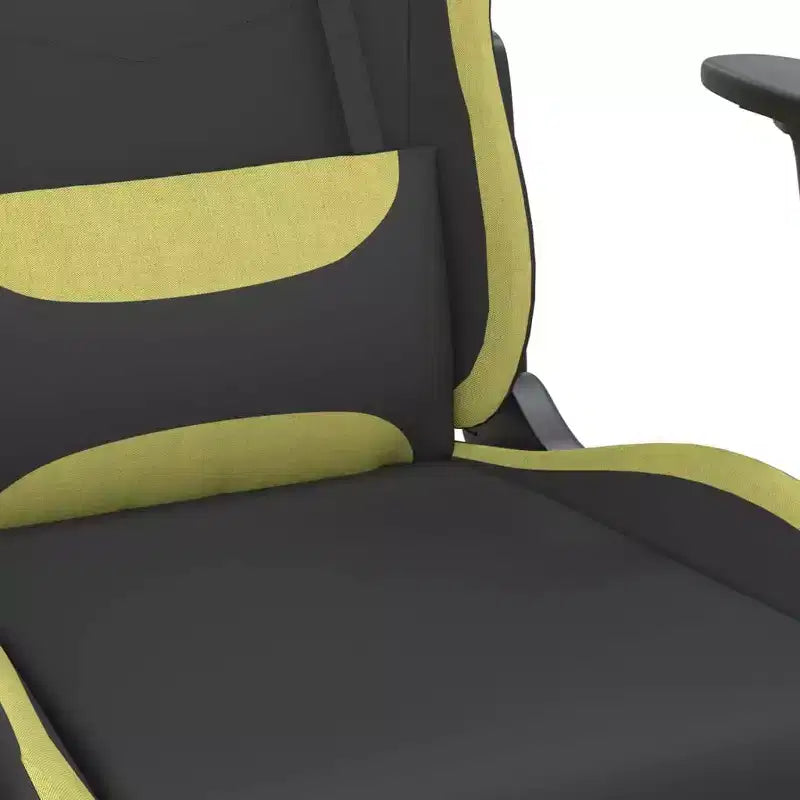vidaXL Chaise de jeu avec repose-pieds, noir et vert clair, tissu