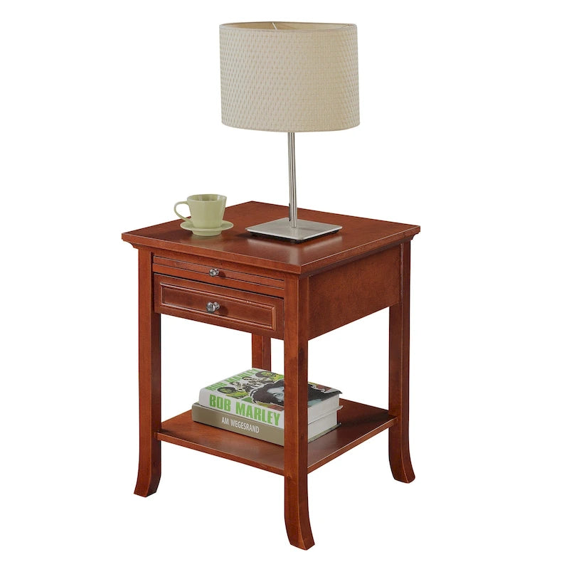 Table d'appoint Logan American Heritage 1 tiroir avec tablette coulissante de Convenience Concepts