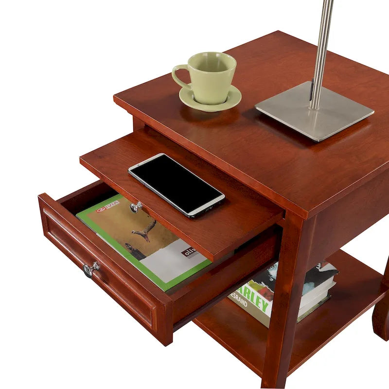 Table d'appoint Logan American Heritage 1 tiroir avec tablette coulissante de Convenience Concepts