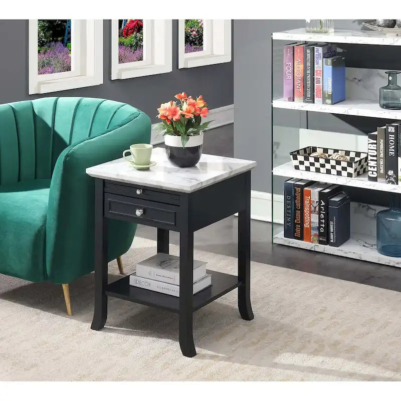 Table d'appoint Logan American Heritage 1 tiroir avec tablette coulissante de Convenience Concepts