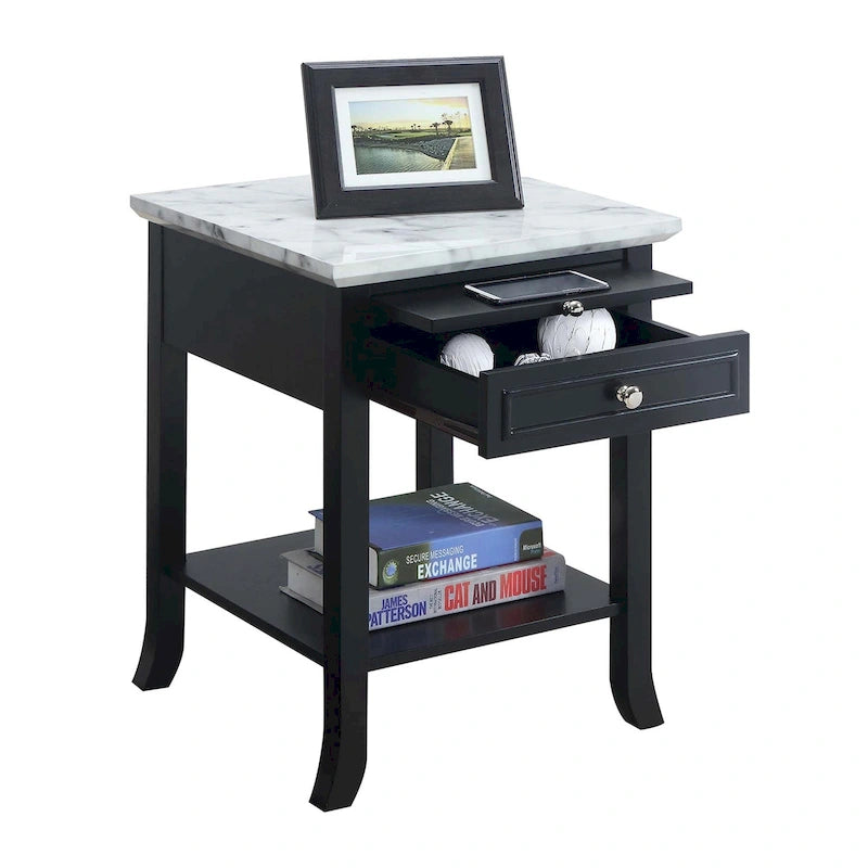 Table d'appoint Logan American Heritage 1 tiroir avec tablette coulissante de Convenience Concepts