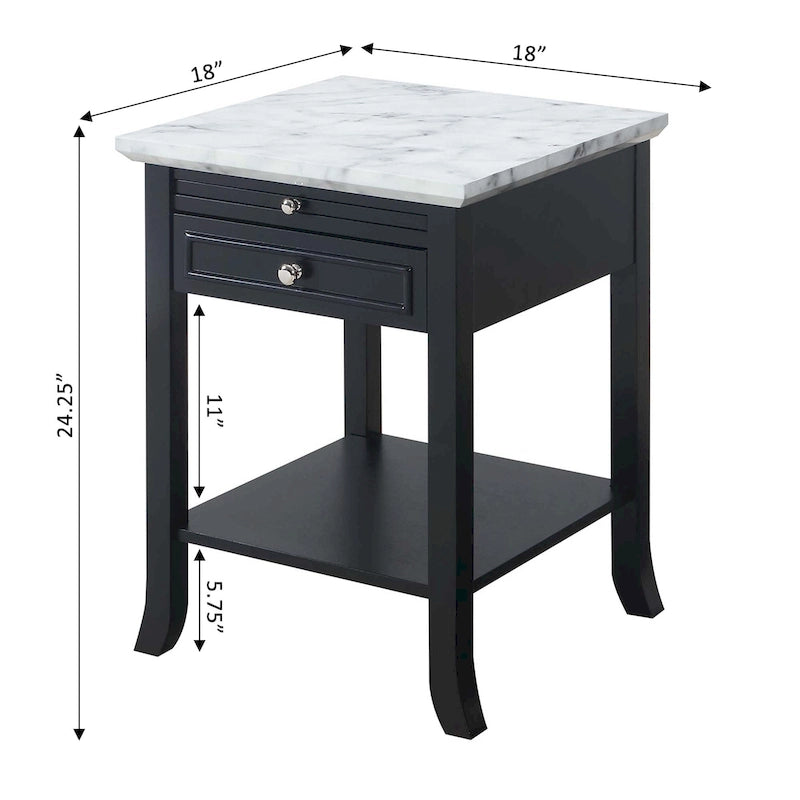 Table d'appoint Logan American Heritage 1 tiroir avec tablette coulissante de Convenience Concepts
