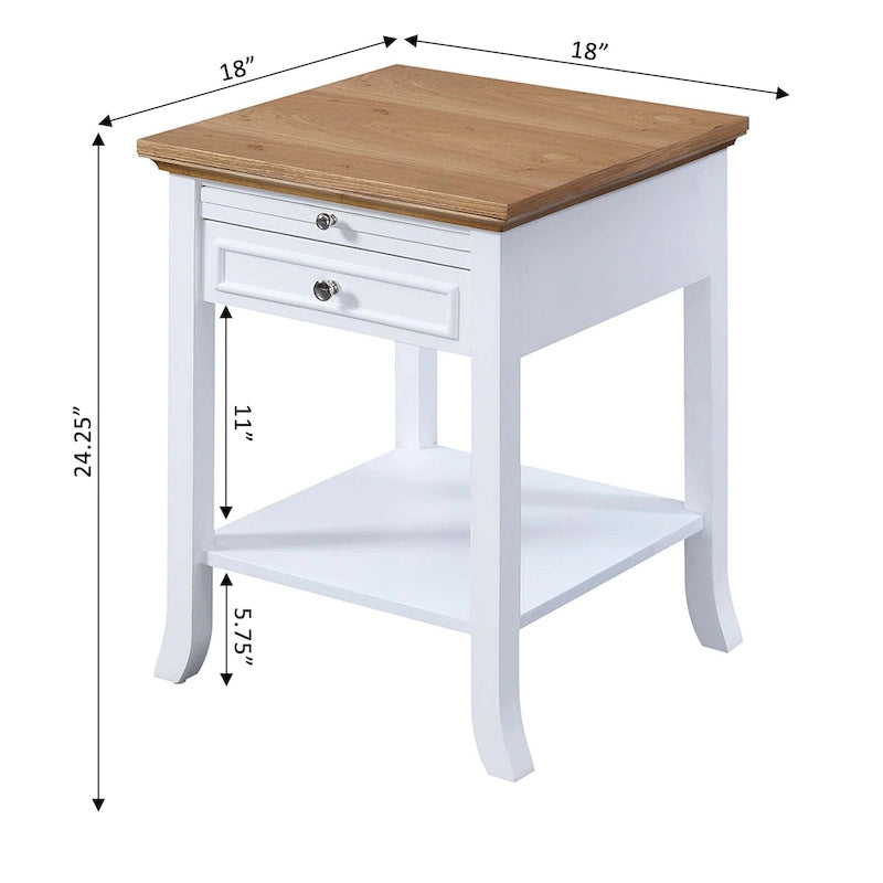 Table d'appoint Logan American Heritage 1 tiroir avec tablette coulissante de Convenience Concepts