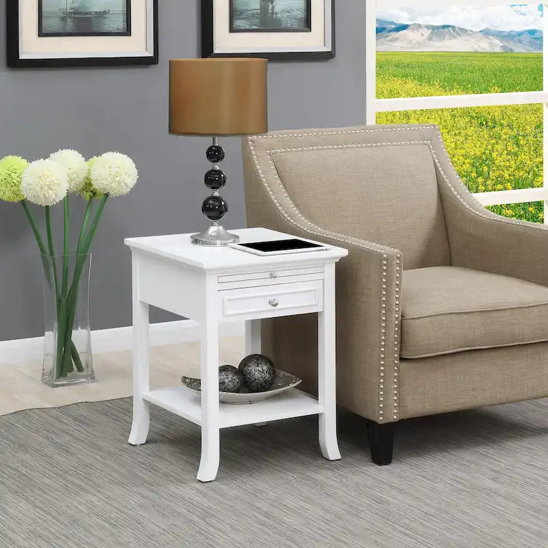Table d'appoint Logan American Heritage 1 tiroir avec tablette coulissante de Convenience Concepts