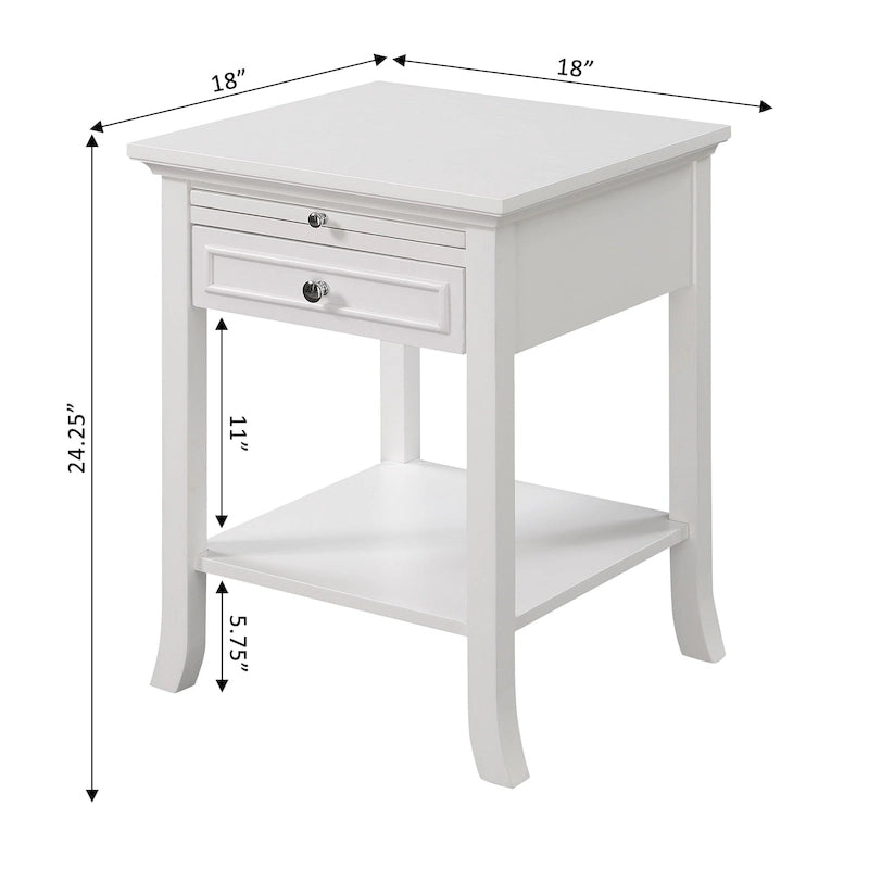 Table d'appoint Logan American Heritage 1 tiroir avec tablette coulissante de Convenience Concepts