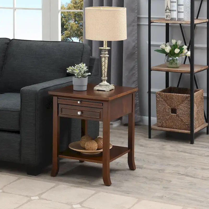 Table d'appoint Logan American Heritage 1 tiroir avec tablette coulissante de Convenience Concepts