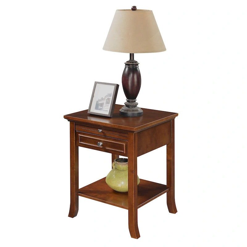 Table d'appoint Logan American Heritage 1 tiroir avec tablette coulissante de Convenience Concepts