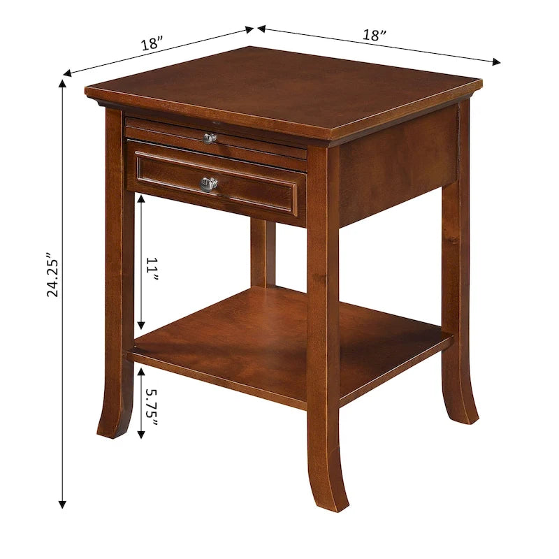Table d'appoint Logan American Heritage 1 tiroir avec tablette coulissante de Convenience Concepts