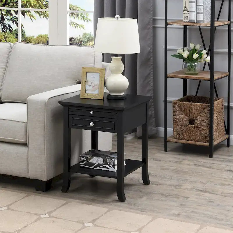 Table d'appoint Logan American Heritage 1 tiroir avec tablette coulissante de Convenience Concepts