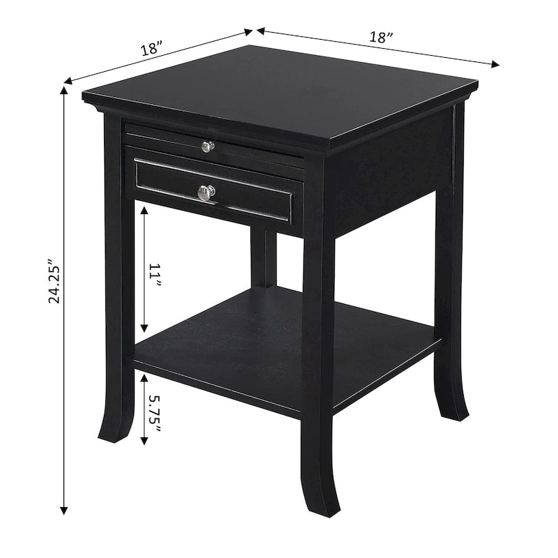 Table d'appoint Logan American Heritage 1 tiroir avec tablette coulissante de Convenience Concepts
