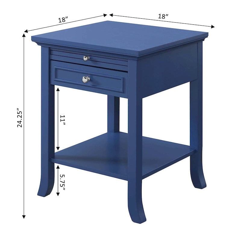 Table d'appoint Logan American Heritage 1 tiroir avec tablette coulissante de Convenience Concepts