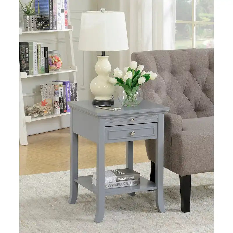 Table d'appoint Logan American Heritage 1 tiroir avec tablette coulissante de Convenience Concepts