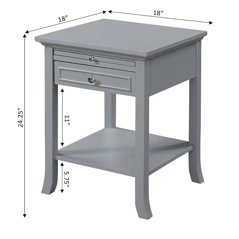 Table d'appoint Logan American Heritage 1 tiroir avec tablette coulissante de Convenience Concepts