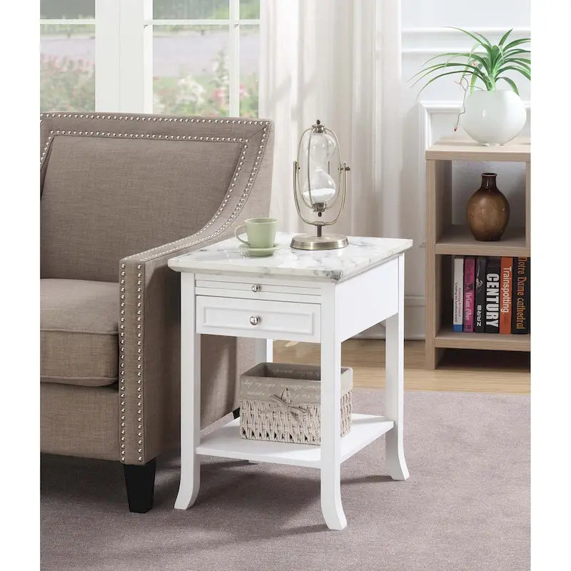 Table d'appoint Logan American Heritage 1 tiroir avec tablette coulissante de Convenience Concepts