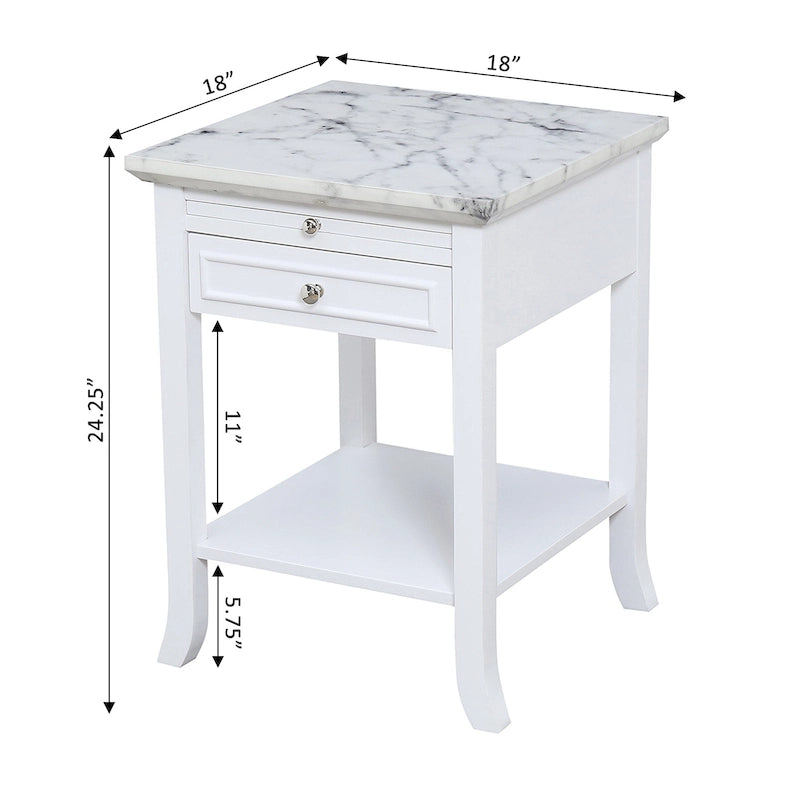 Table d'appoint Logan American Heritage 1 tiroir avec tablette coulissante de Convenience Concepts
