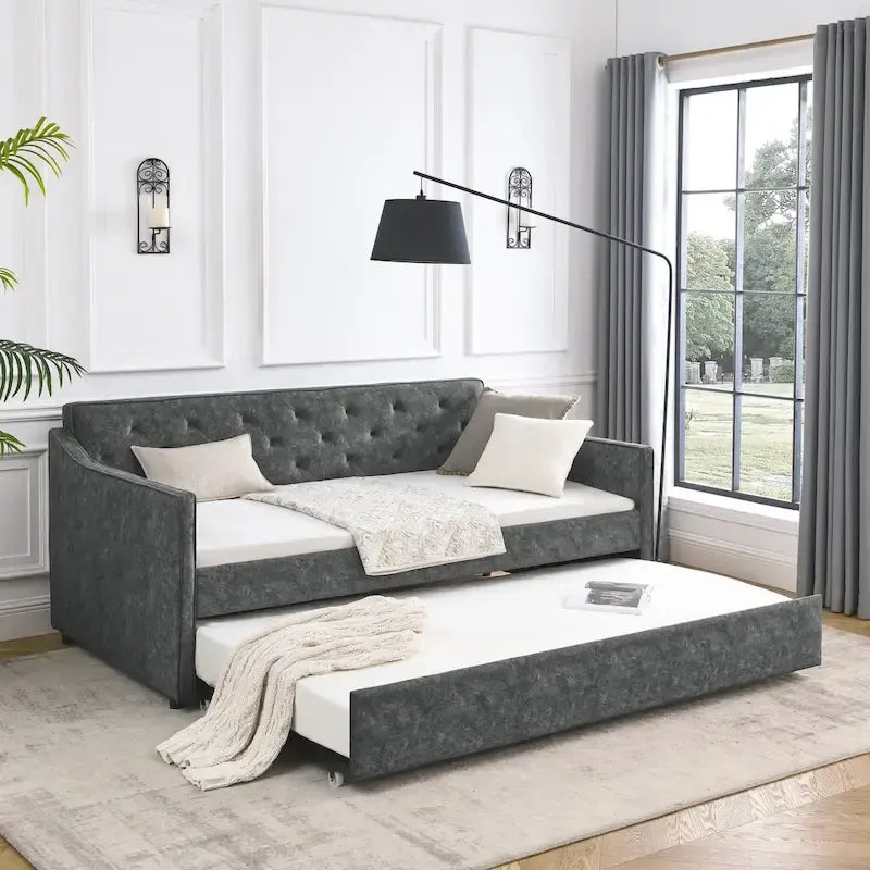 Lit de repos double avec lit gigogne double rembourré