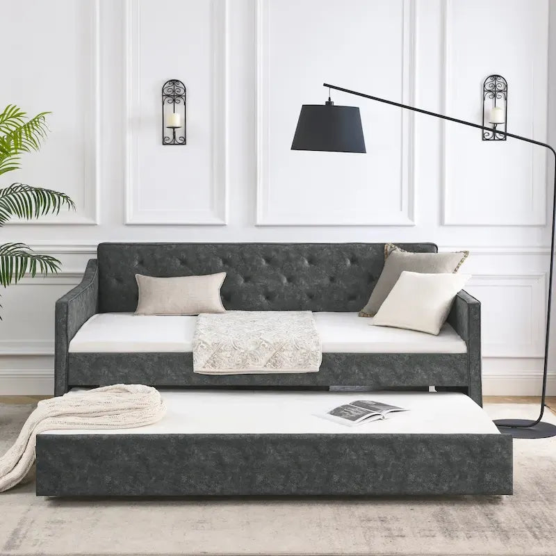 Lit de repos double avec lit gigogne double rembourré