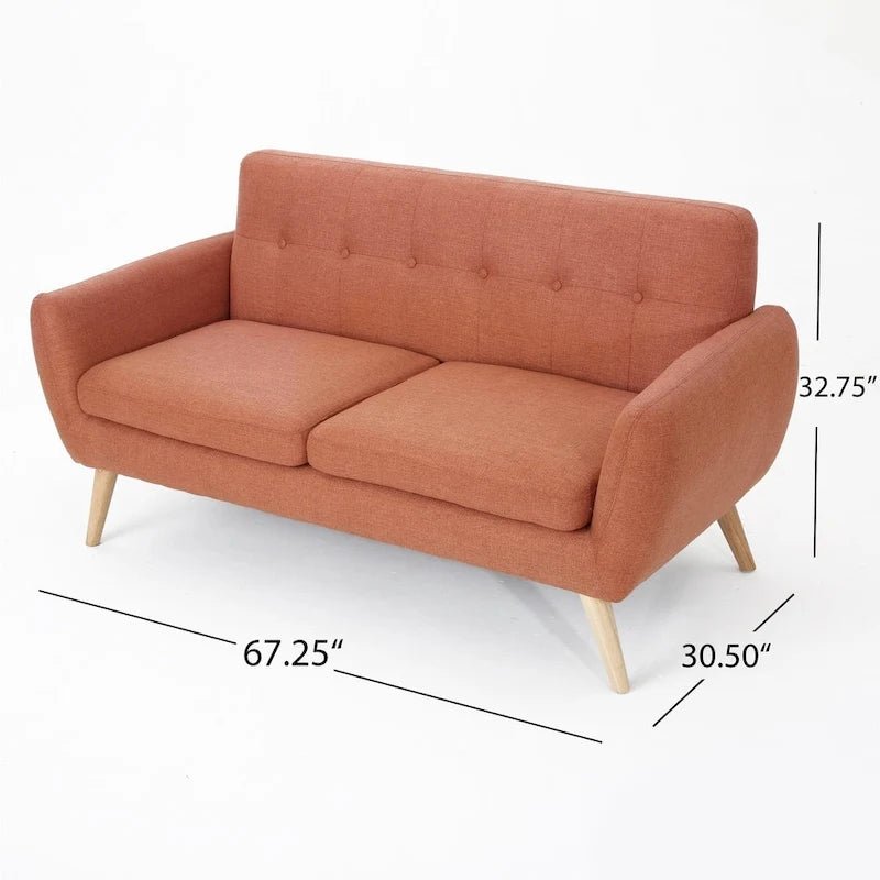 Canapé en tissu touffeté de style moderne du milieu du siècle Josephine par Christopher Knight Home