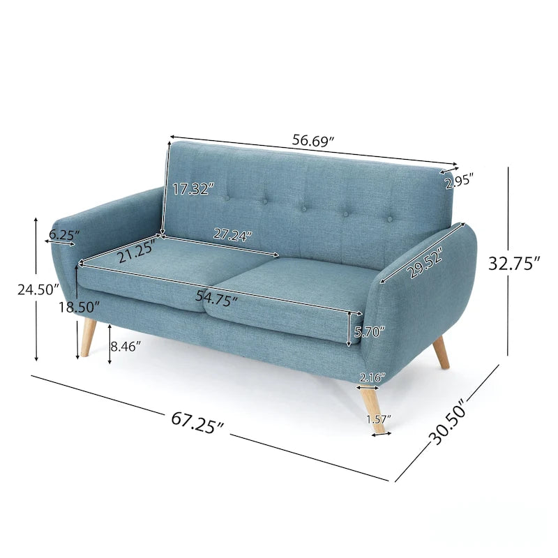 Canapé en tissu touffeté de style moderne du milieu du siècle Josephine par Christopher Knight Home