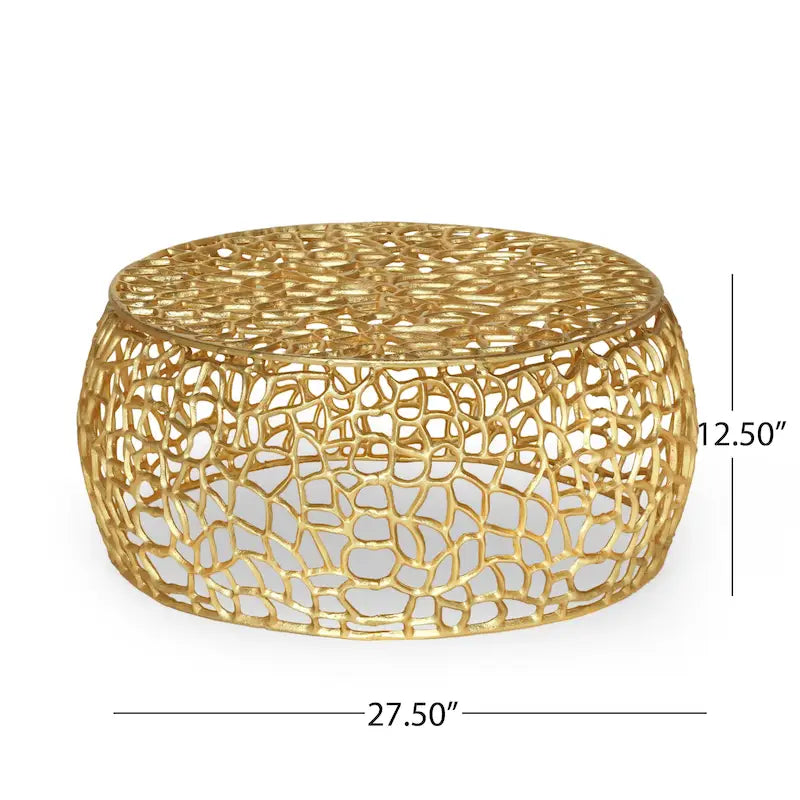 Table basse en maille d'aluminium artisanale moderne Cortlandt par Christopher Knight Home
