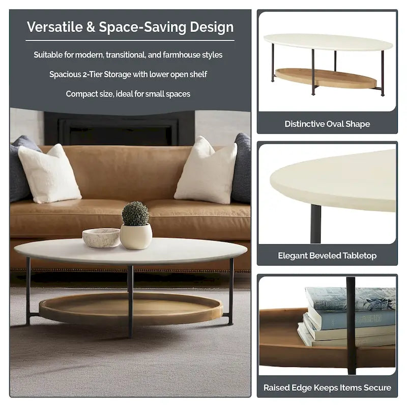 Table basse Madison Park Beaumont blanche/naturelle