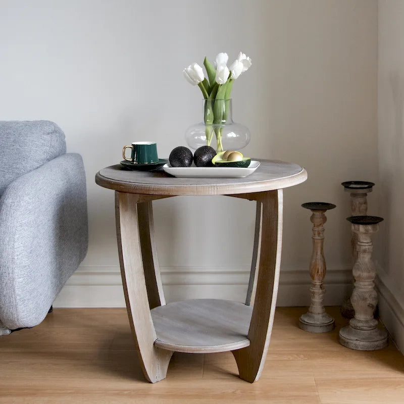 COZAYH Table d'appoint rustique de ferme avec étagère de rangement