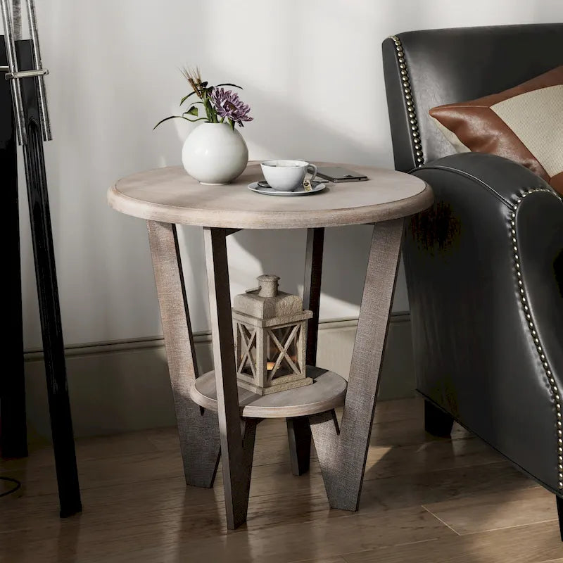 COZAYH Table d'appoint rustique de ferme avec étagère de rangement