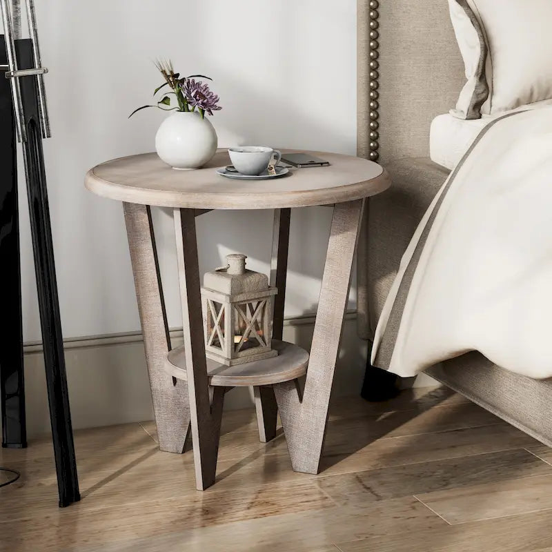 COZAYH Table d'appoint rustique de ferme avec étagère de rangement