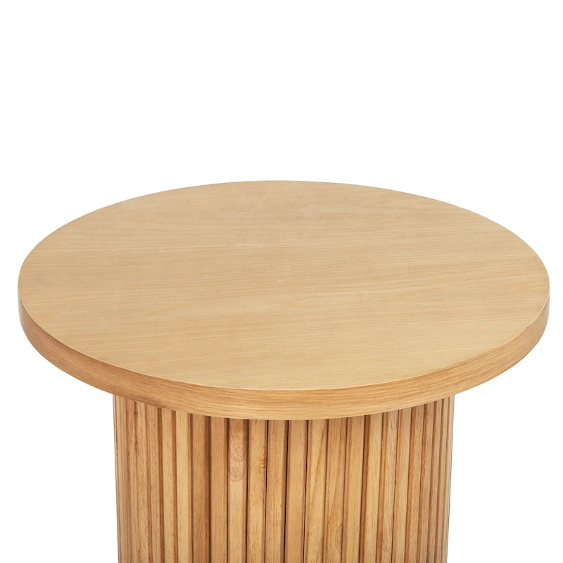 Table d'appoint ronde en bois à piédestal cannelé