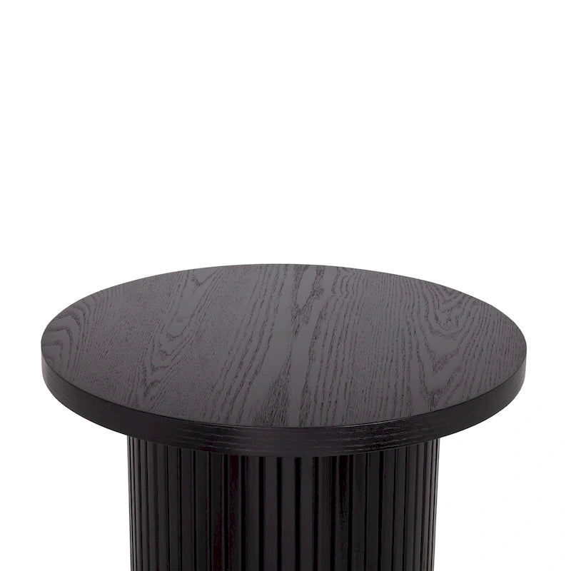 Table d'appoint ronde en bois à piédestal cannelé