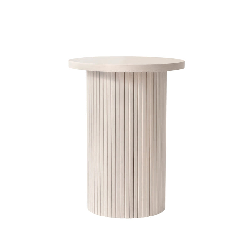 Table d'appoint ronde en bois à piédestal cannelé