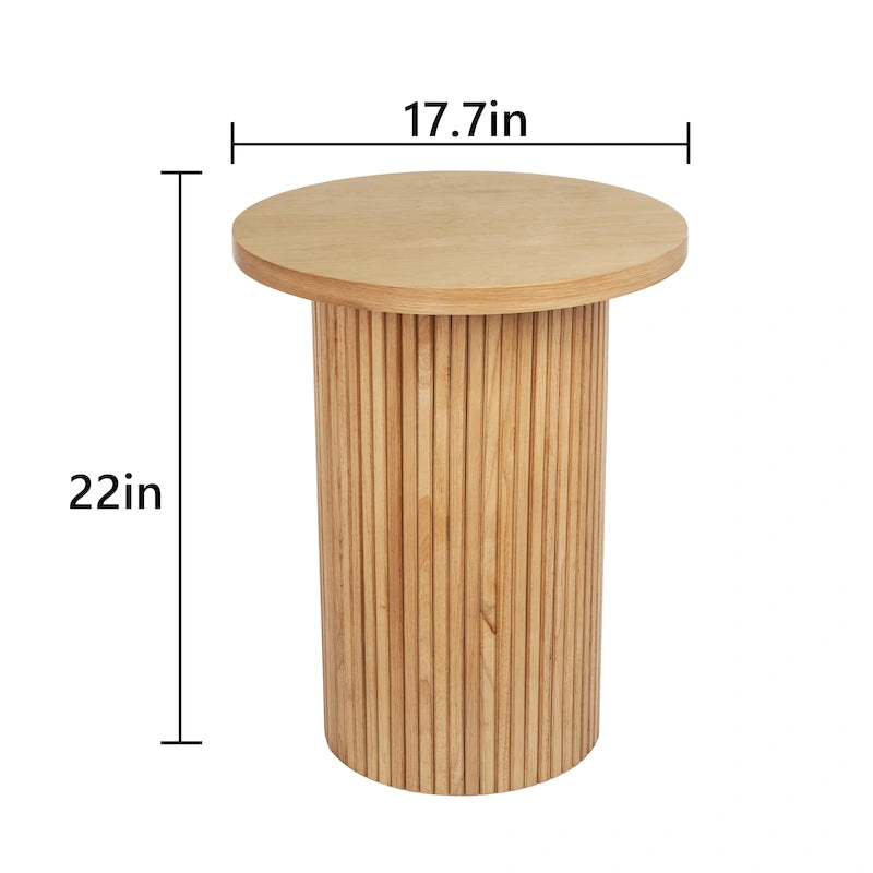 Table d'appoint ronde en bois à piédestal cannelé