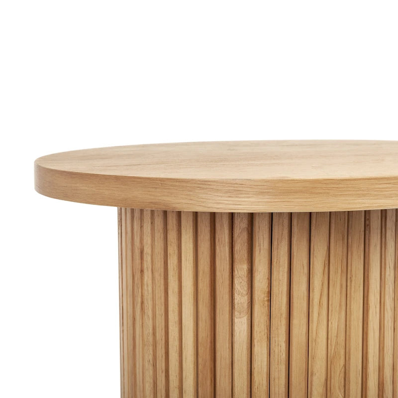 Table d'appoint ronde en bois à piédestal cannelé