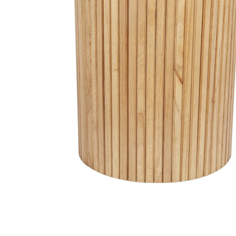 Table d'appoint ronde en bois à piédestal cannelé