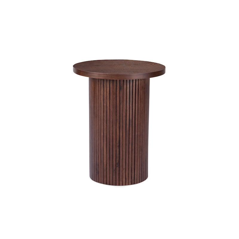 Table d'appoint ronde en bois à piédestal cannelé