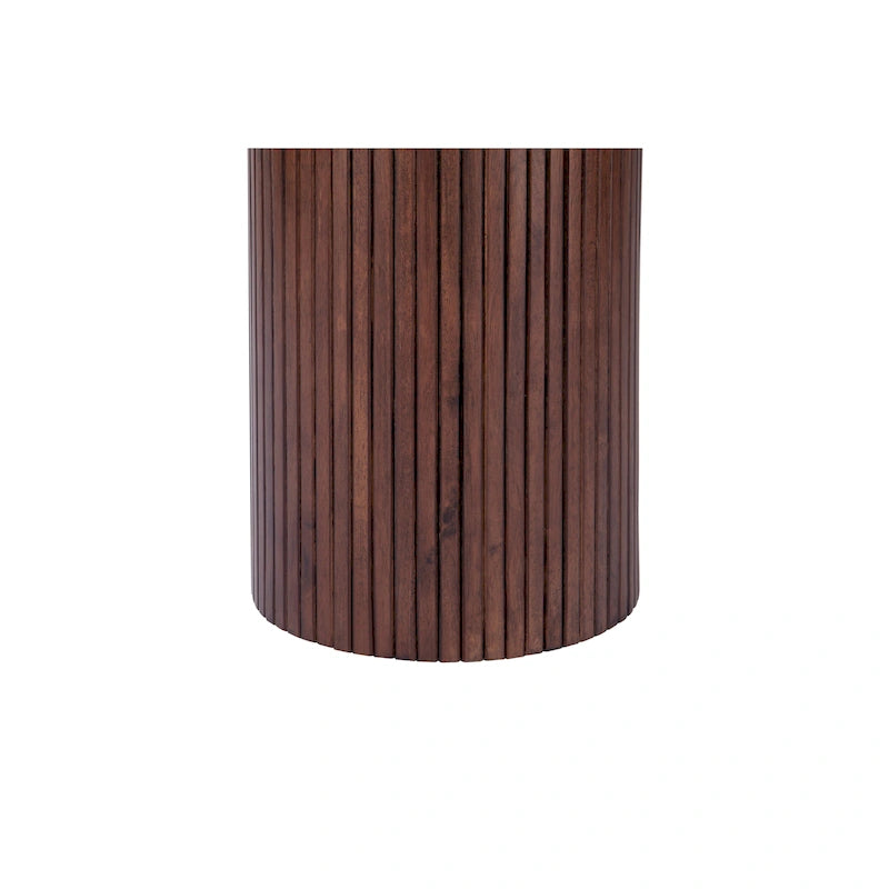 Table d'appoint ronde en bois à piédestal cannelé