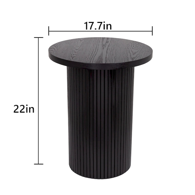 Table d'appoint ronde en bois à piédestal cannelé